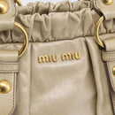 Miu Miu Hand Bag Leather 2way Beige Gold Auth BA15753V-20