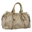 Miu Miu Hand Bag Leather 2way Beige Gold Auth BA15753V-1
