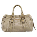 Miu Miu Hand Bag Leather 2way Beige Gold Auth BA15753V-13