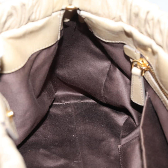 Miu Miu Hand Bag Leather 2way Beige Gold Auth BA15753V