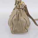 Miu Miu Hand Bag Leather 2way Beige Gold Auth BA15753V-3
