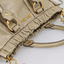 Miu Miu Hand Bag Leather 2way Beige Gold Auth BA15753V-6