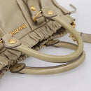 Miu Miu Hand Bag Leather 2way Beige Gold Auth BA15753V-7