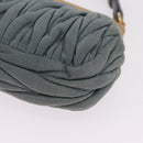 Miu Miu Matelasse Rhinestone Shoulder Bag Suede Gray Gold Auth BA15755V-18