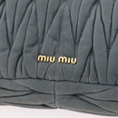 Miu Miu Matelasse Rhinestone Shoulder Bag Suede Gray Gold Auth BA15755V-19