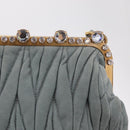 Miu Miu Matelasse Rhinestone Shoulder Bag Suede Gray Gold Auth BA15755V-22