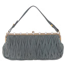 Miu Miu Matelasse Rhinestone Shoulder Bag Suede Gray Gold Auth BA15755V-13