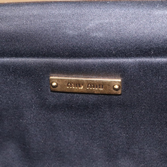 Miu Miu Matelasse Rhinestone Shoulder Bag Suede Gray Gold Auth BA15755V