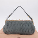 Miu Miu Matelasse Rhinestone Shoulder Bag Suede Gray Gold Auth BA15755V-12