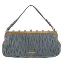 Miu Miu Matelasse Rhinestone Shoulder Bag Suede Gray Gold Auth BA15755V-2