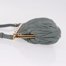 Miu Miu Matelasse Rhinestone Shoulder Bag Suede Gray Gold Auth BA15755V-4