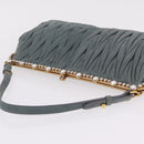 Miu Miu Matelasse Rhinestone Shoulder Bag Suede Gray Gold Auth BA15755V-6