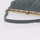 Miu Miu Matelasse Rhinestone Shoulder Bag Suede Gray Gold Auth BA15755V-7
