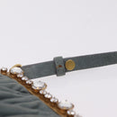 Miu Miu Matelasse Rhinestone Shoulder Bag Suede Gray Gold Auth BA15755V-8