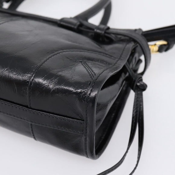 PRADA Bonnie Hand Bag Leather 2way Black Gold Auth BA15756SAM