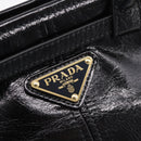 PRADA Bonnie Hand Bag Leather 2way Black Gold Auth BA15756SAM-20