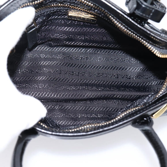 PRADA Bonnie Hand Bag Leather 2way Black Gold Auth BA15756SAM