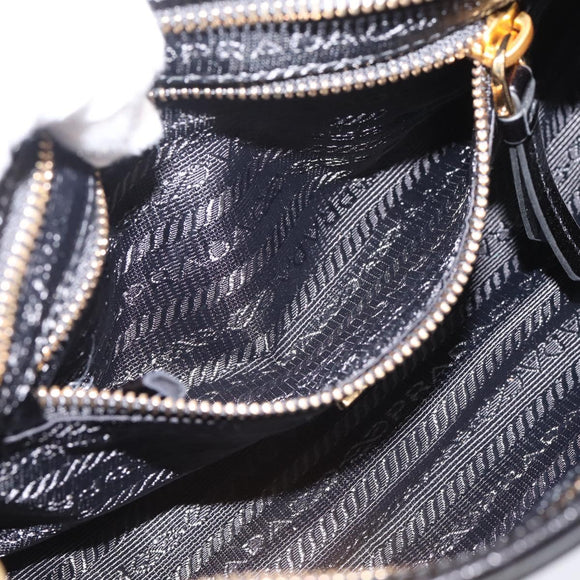 PRADA Bonnie Hand Bag Leather 2way Black Gold Auth BA15756SAM