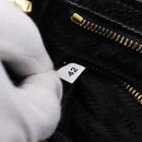 PRADA Bonnie Hand Bag Leather 2way Black Gold Auth BA15756SAM-11