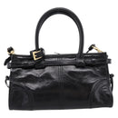 PRADA Bonnie Hand Bag Leather 2way Black Gold Auth BA15756SAM-2