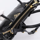 PRADA Bonnie Hand Bag Leather 2way Black Gold Auth BA15756SAM-6