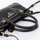 PRADA Bonnie Hand Bag Leather 2way Black Gold Auth BA15756SAM-7
