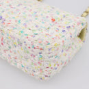 CHANEL Mini Matelasse 20 Single Flap Chain Bag Tweed White CC Auth BA15757SM-15