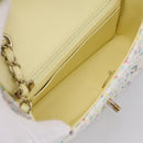 CHANEL Mini Matelasse 20 Single Flap Chain Bag Tweed White CC Auth BA15757SM-11
