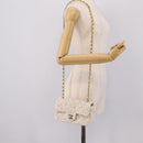 CHANEL Mini Matelasse 20 Single Flap Chain Bag Tweed White CC Auth BA15757SM-25