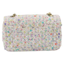 CHANEL Mini Matelasse 20 Single Flap Chain Bag Tweed White CC Auth BA15757SM-2