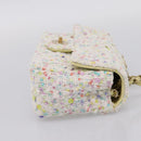 CHANEL Mini Matelasse 20 Single Flap Chain Bag Tweed White CC Auth BA15757SM-4