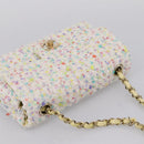 CHANEL Mini Matelasse 20 Single Flap Chain Bag Tweed White CC Auth BA15757SM-6