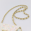CHANEL Mini Matelasse 20 Single Flap Chain Bag Tweed White CC Auth BA15757SM-8