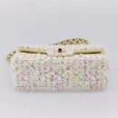 CHANEL Mini Matelasse 20 Single Flap Chain Bag Tweed White CC Auth BA15757SM-5