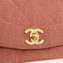 CHANEL Matelasse Diana Flap Chain Bag Canvas Orange Gold CC Auth BA15758SAV-16