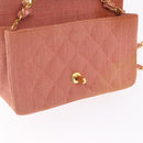 CHANEL Matelasse Diana Flap Chain Bag Canvas Orange Gold CC Auth BA15758SAV-19