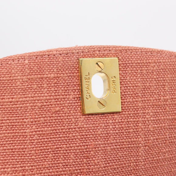 CHANEL Matelasse Diana Flap Chain Bag Canvas Orange Gold CC Auth BA15758SAV