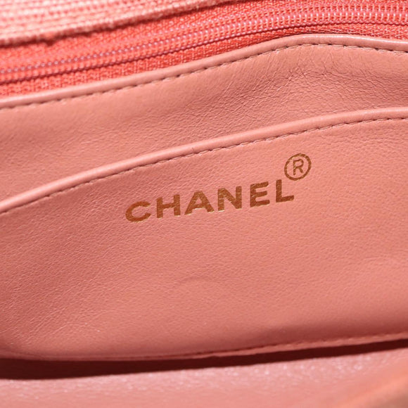 CHANEL Matelasse Diana Flap Chain Bag Canvas Orange Gold CC Auth BA15758SAV