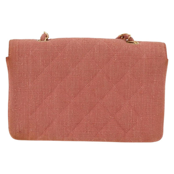 CHANEL Matelasse Diana Flap Chain Bag Canvas Orange Gold CC Auth BA15758SAV