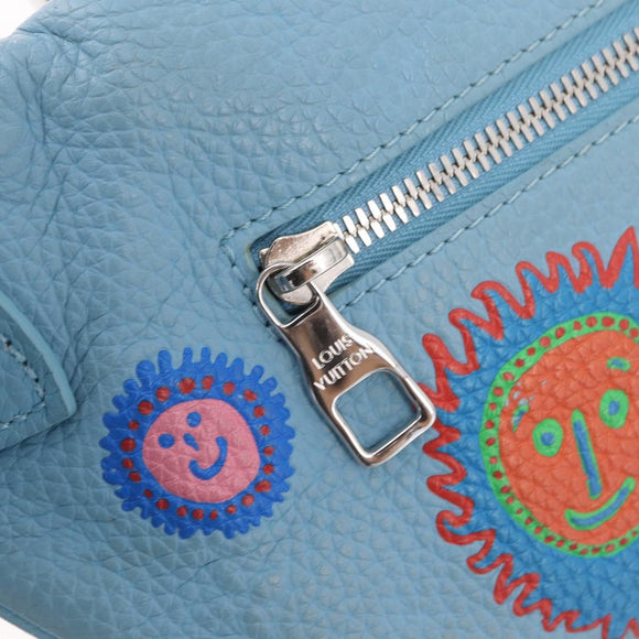 LOUIS VUITTON Taurillon Monogram Maxi Bum Bag Light Blue M21715 LV Auth BA15760SAV