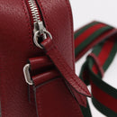 GUCCI GG Supreme Web Sherry Line Bag PVC Beige Silver 450947 Auth BA15761V-15