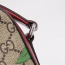 GUCCI GG Supreme Web Sherry Line Bag PVC Beige Silver 450947 Auth BA15761V-16