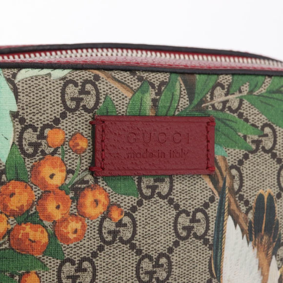 GUCCI GG Supreme Web Sherry Line Bag PVC Beige Silver 450947 Auth BA15761V