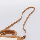 CELINE Mini Vertical Cabas Hand Bag Canvas 2way White Gold Auth BA15762M-15