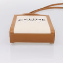 CELINE Mini Vertical Cabas Hand Bag Canvas 2way White Gold Auth BA15762M-5