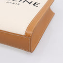 CELINE Mini Vertical Cabas Hand Bag Canvas 2way White Gold Auth BA15762M-9