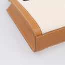 CELINE Mini Vertical Cabas Hand Bag Canvas 2way White Gold Auth BA15762M-16