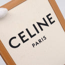 CELINE Mini Vertical Cabas Hand Bag Canvas 2way White Gold Auth BA15762M-19