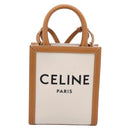 CELINE Mini Vertical Cabas Hand Bag Canvas 2way White Gold Auth BA15762M-13