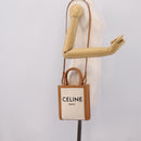 CELINE Mini Vertical Cabas Hand Bag Canvas 2way White Gold Auth BA15762M-22